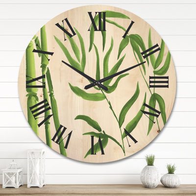 Horloge murale en bois Bamboo Branches in the Forest IV