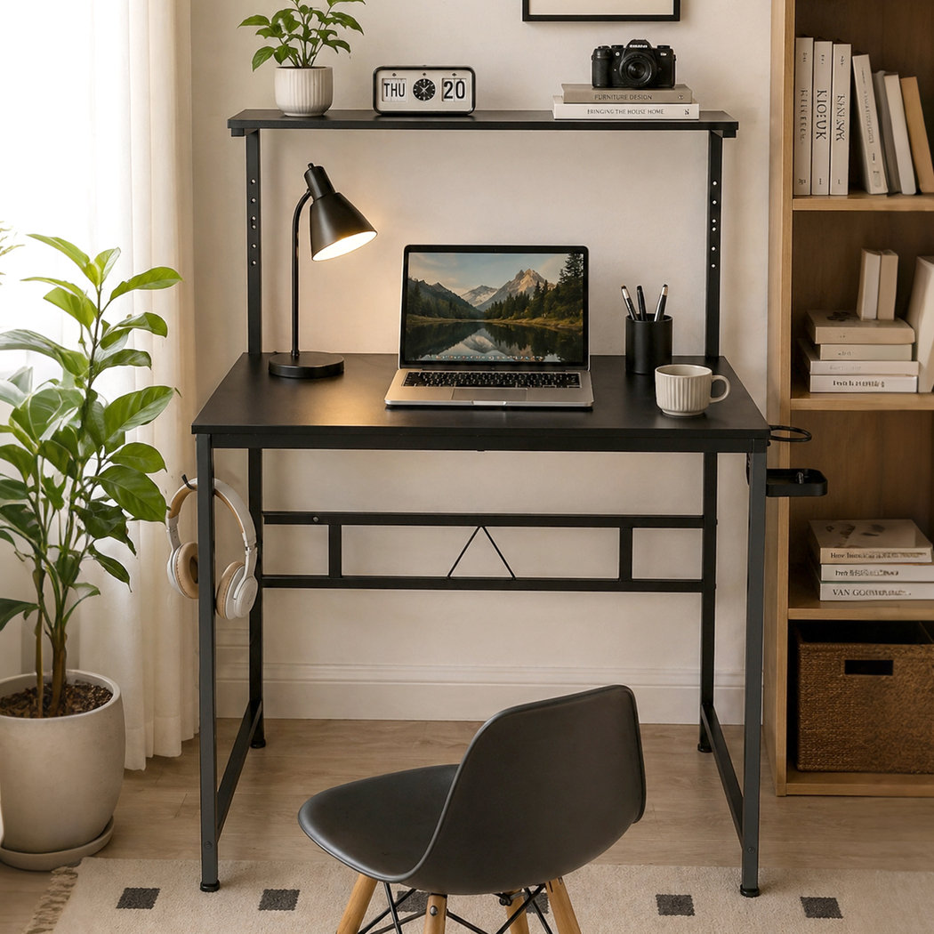Compact Gaming Desk PC Computer Table with Adjustable Monitor Shelf 80cm