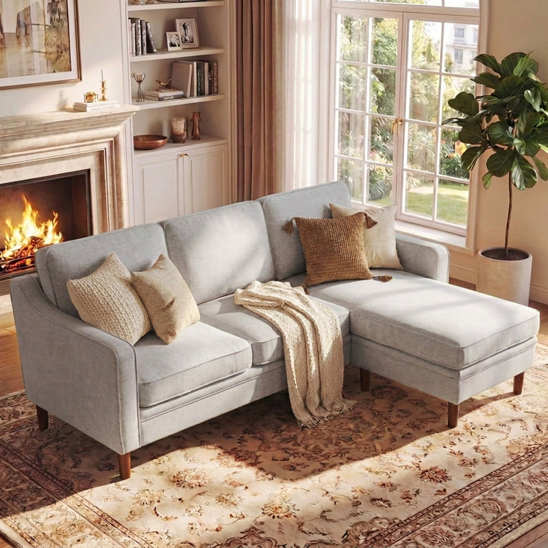 Azriah 2-Piece Reversible Sectional, Silver Chenille