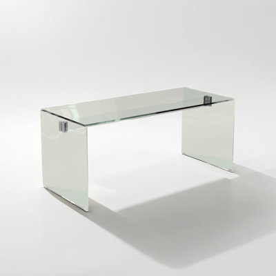 Modern Minimalist Tempered Glass Writing Desk,transparent All Glass Workstation With Sleek Chrome Hardware For Home Office by Brayden Studio