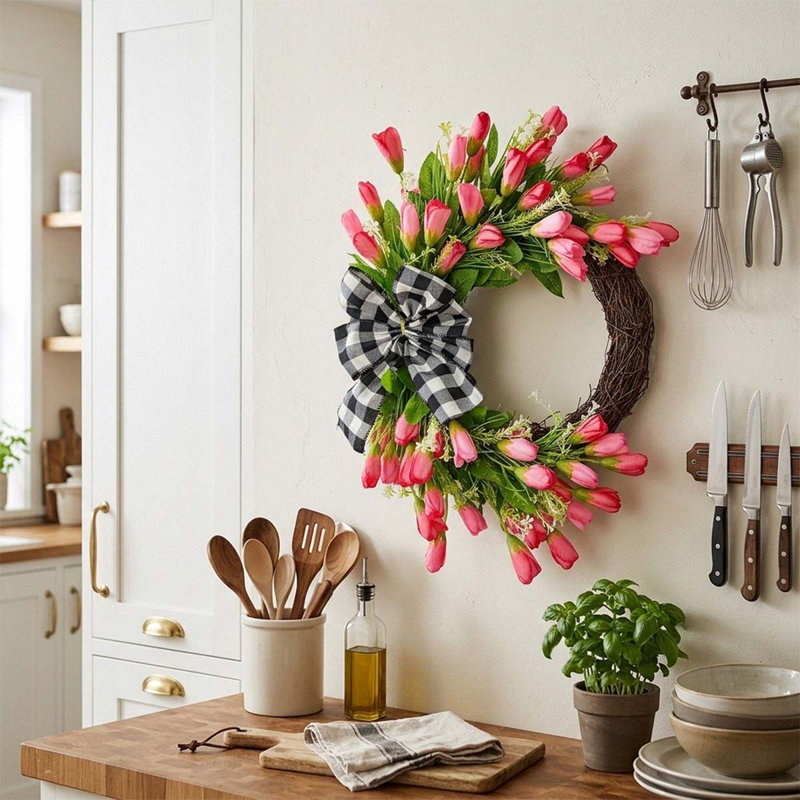 Couronne de tulipe 18 po pour porte d'entrée