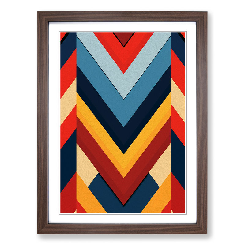 Chevrons Constructivism No.2 - Single Picture Frame Print on Wood, Walnut Framed, 64cm H x 46cm W x 2cm D