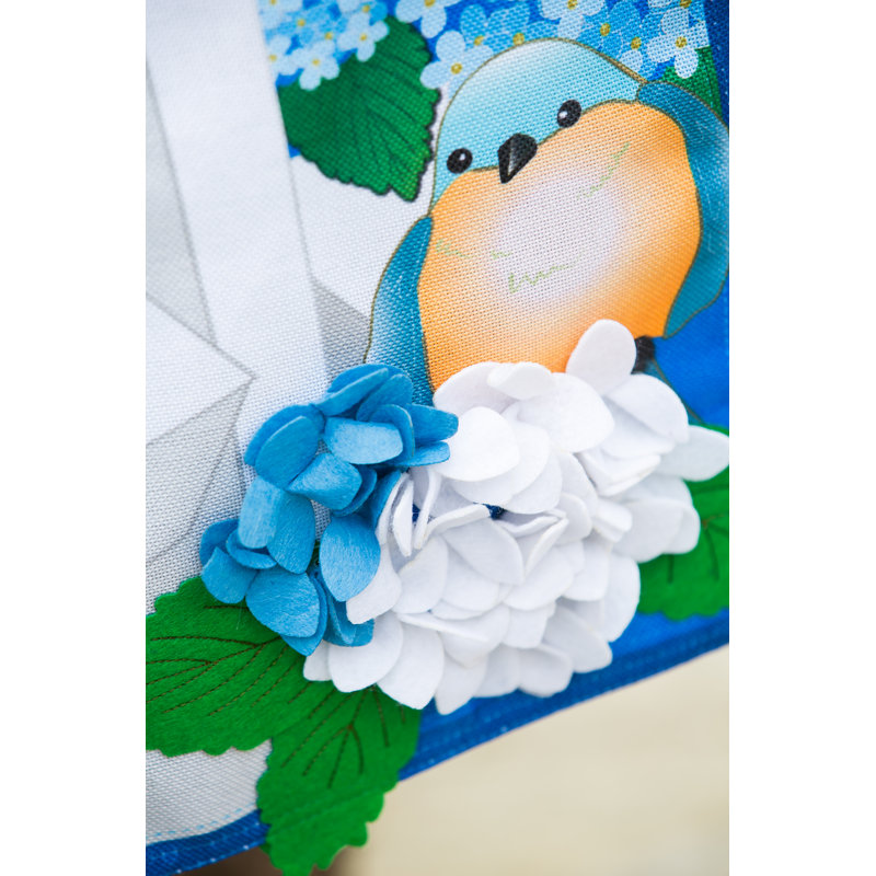 Drapeau de jardin en polyester hortensia