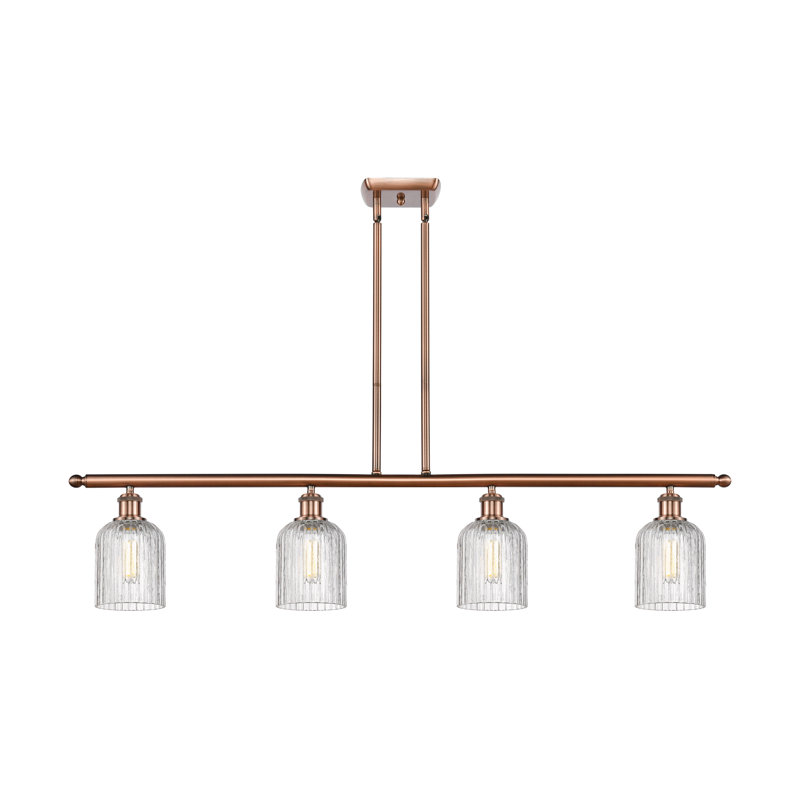 Luminaire suspendu pour îlot de cuisine 4 lumières Fiennes, Cuivre antique, Mercure