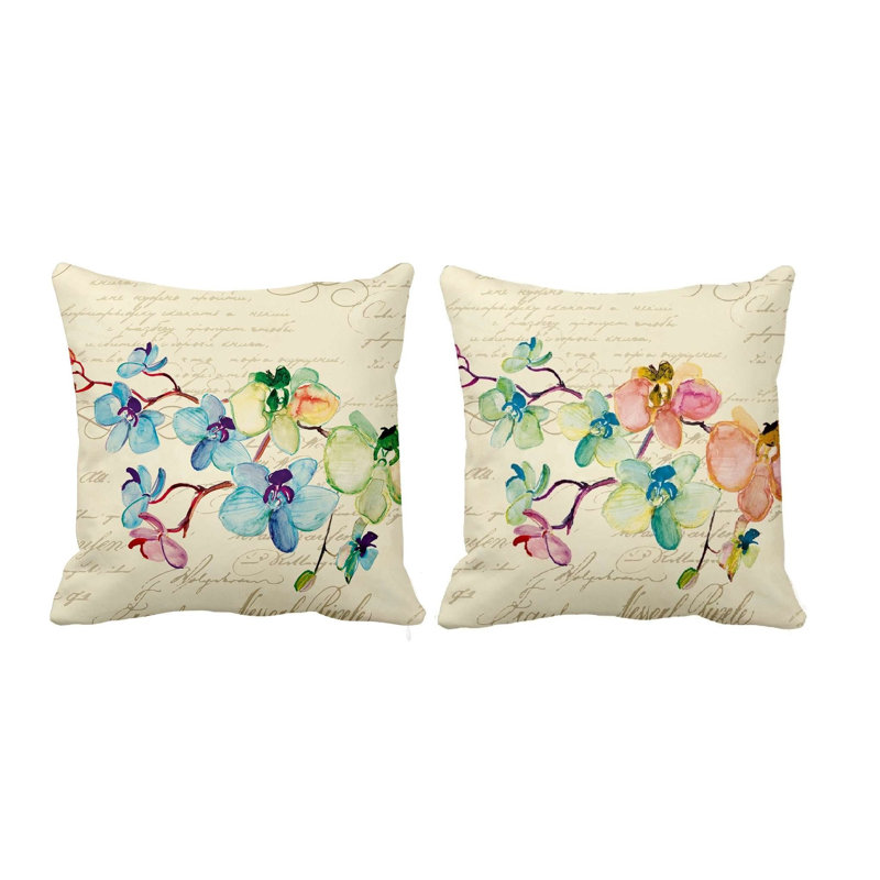  Housse de coussin Orchid, Beige/bleu/rose