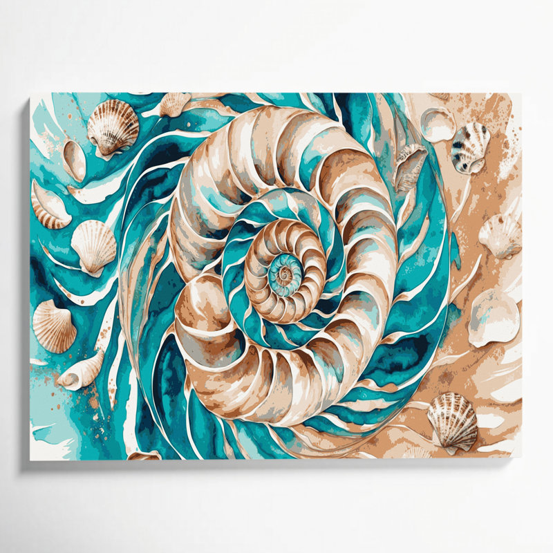 Hawaiian Seashells, toile d'art beige sur toile, H 20 po x l 30 po