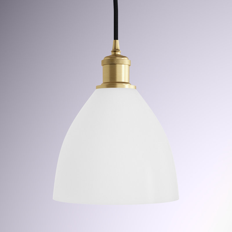 Luminaire suspendu en forme de dôme à 1 lumière Angelia, H 11,25 po x l 7,5 po x P 7,5 po, Blanc, Or satiné
