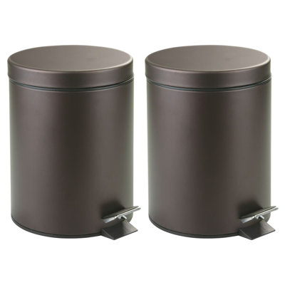 Poubelle à pédale ronde en acier 1,3 gallons iDesign - ensemble de 2 - bronze