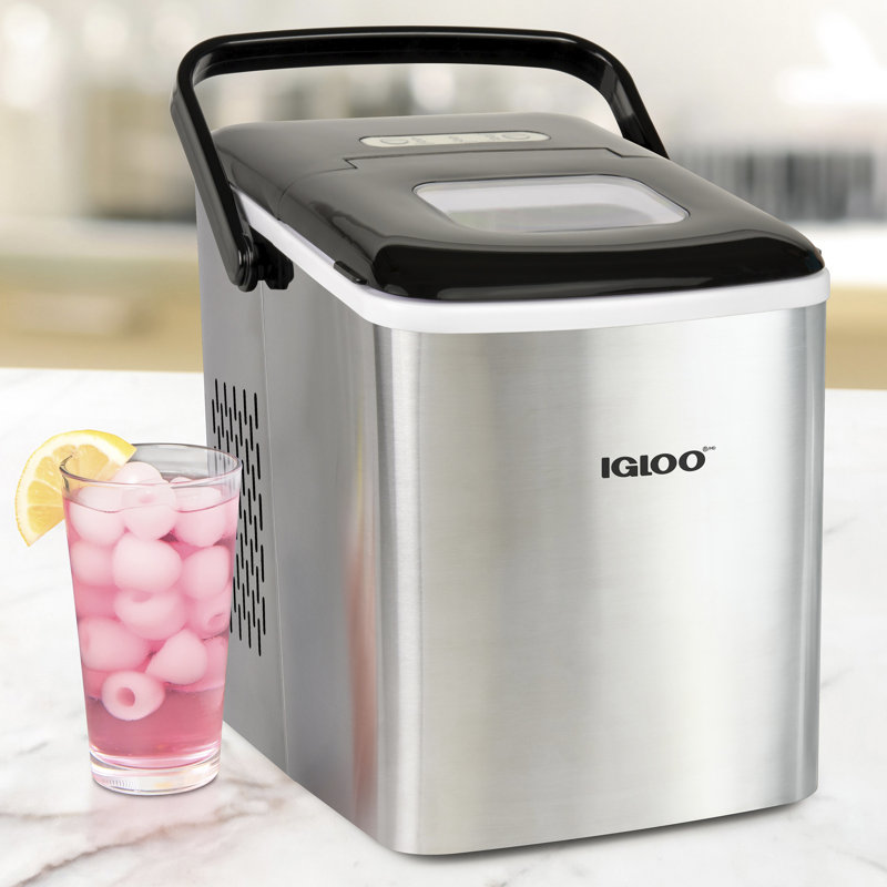 Stainless Steel Portable Countertop Ice Maker with Handle