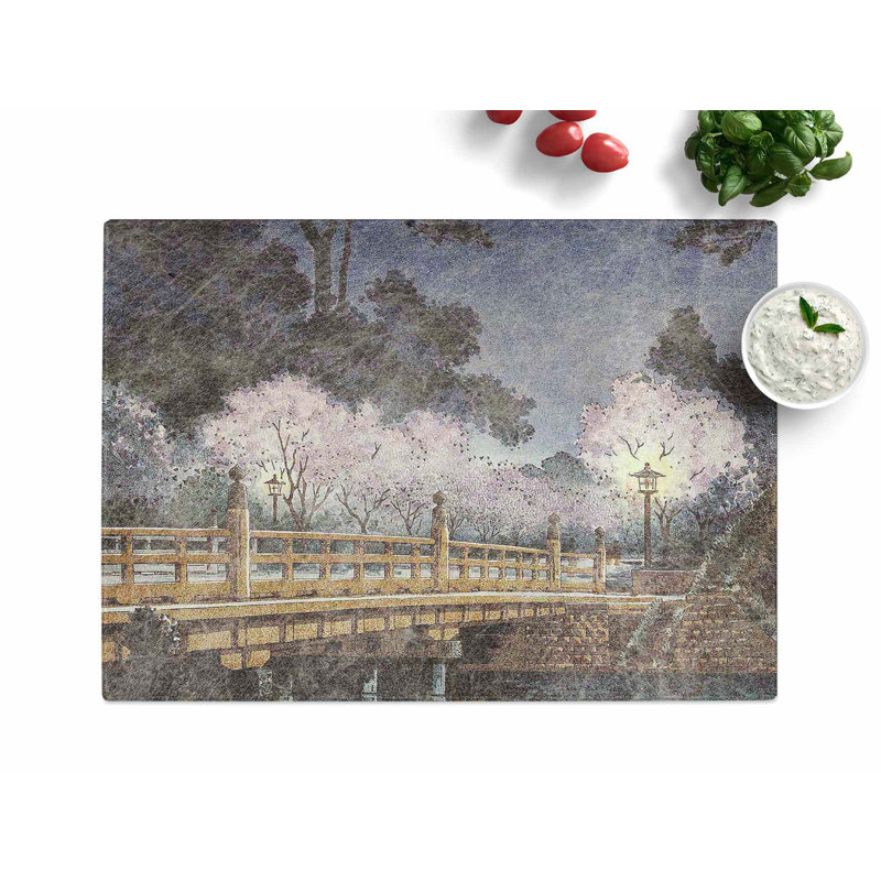 Tempered Glass Benkei Bridge by Tsuchiya Koitsu Chopping Board, 28.5 cm x 20 cm