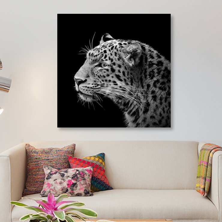 «Leopard I», reproduction de photo sur toile, H 12 po x l 12 po x P 0,75 po, Toile tendue, Pas de tapis
