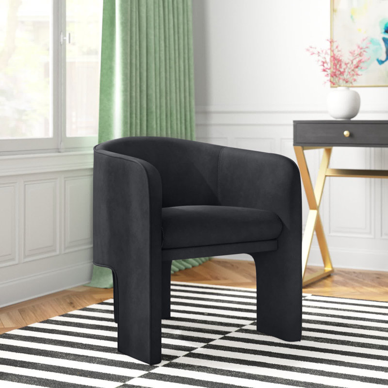 Fauteuil en velours 24 po Bartholomew, Noir, noir, noir, noir