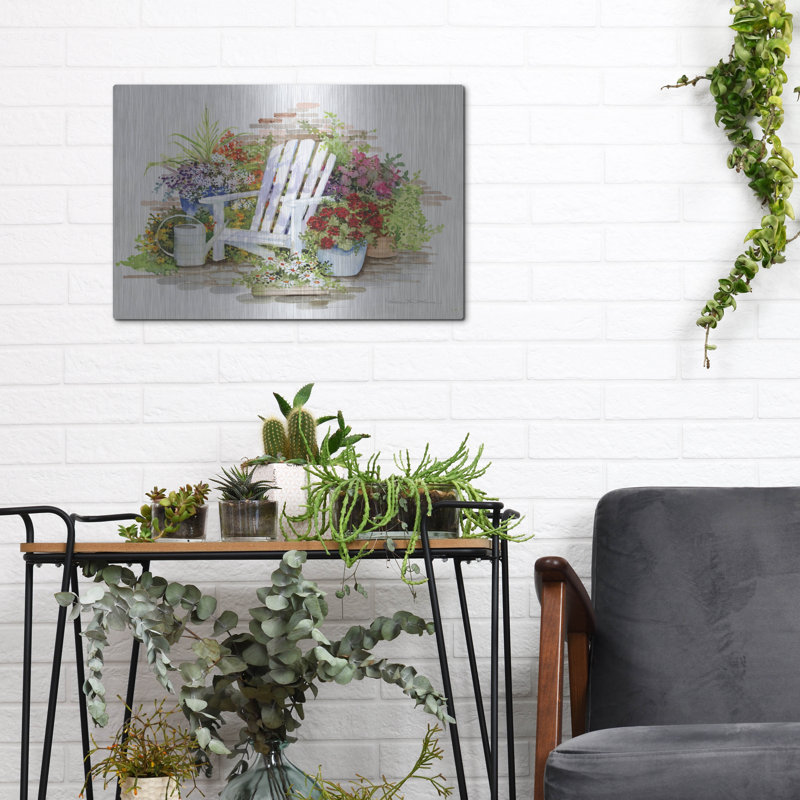 Art mural en métal «Sit A Spell» par Kathleen Parr, H 12 po x l 16 po