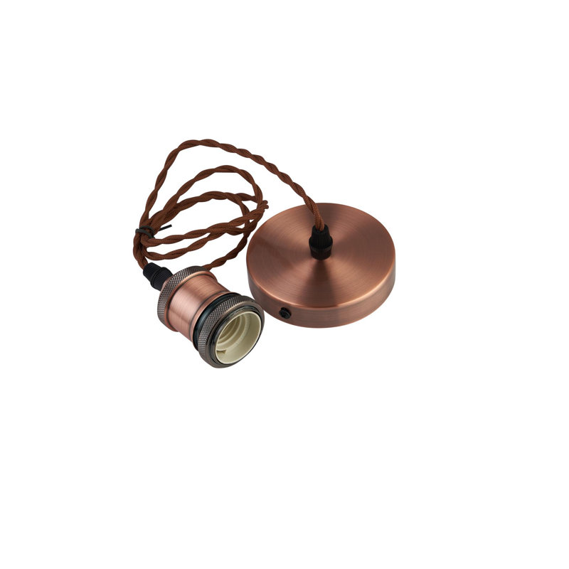 Poughkeepsie Braided Wire Suspension Bulb Holder and Ceiling Rose, Antique Copper