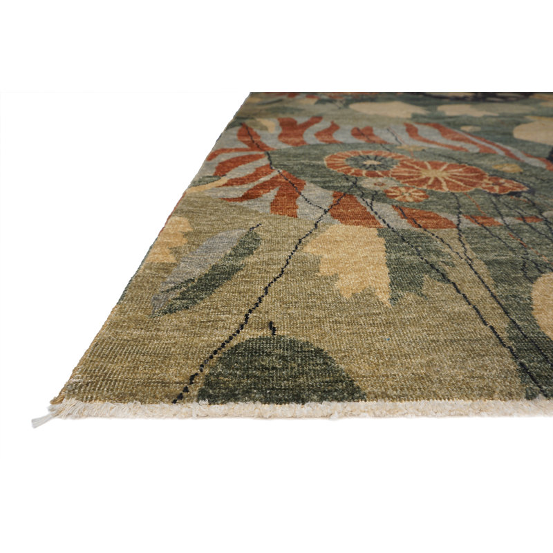Whimsical Handmade Wool Floral Area Rug, Rectangle 8' x  10'