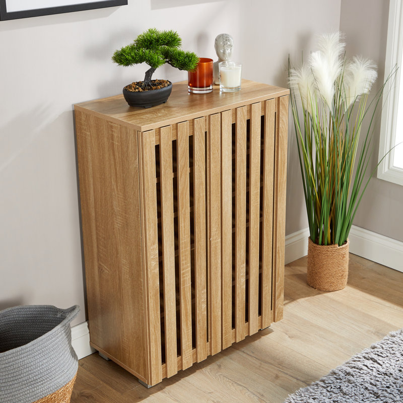 Boehike 15 Pair Shoe Storage Cabinet, Medium Wood