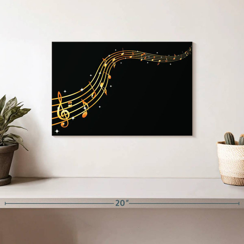 Abarca Flowing Golden Music Notes, 8" H x 12" W