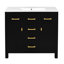 Ensemble de meuble-lavabo 36 po avec lavabo en céramique, armoire de salle de bain moderne autoportante simple avec 4 tiroirs et 2 armoires, meuble de rangement pour la salle de bain, ensemble de meuble-lavabo avec cadre en bois massif, noir-116234282