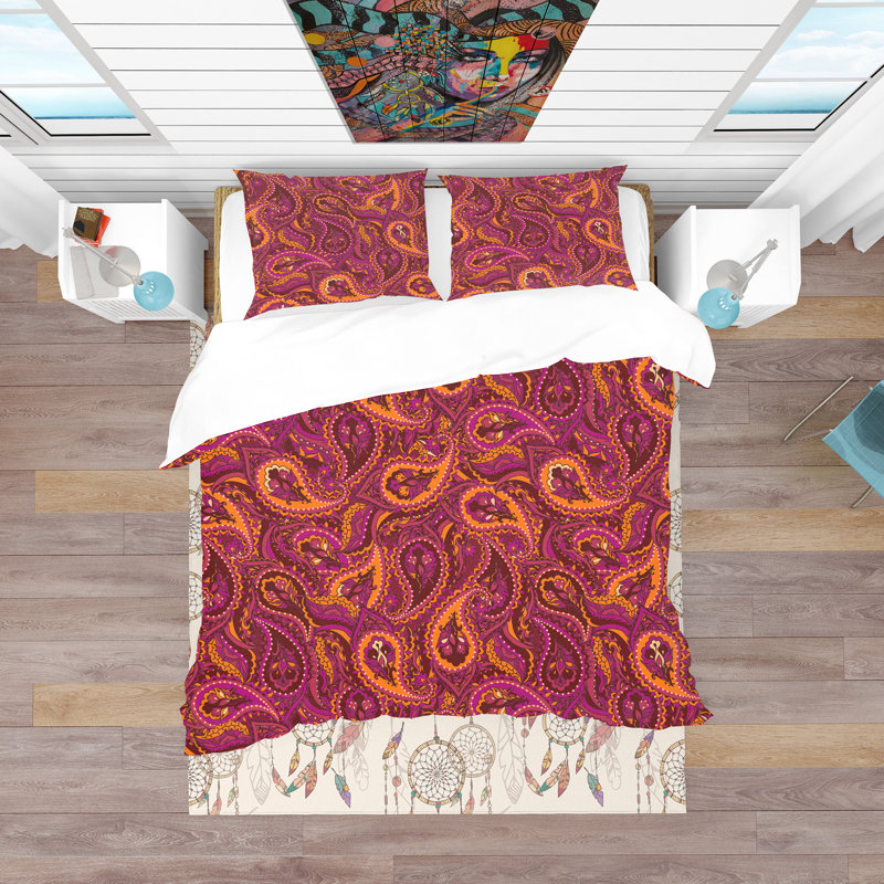 Ensemble de housse de couette rétro, Housse simple + 1 taie décorative