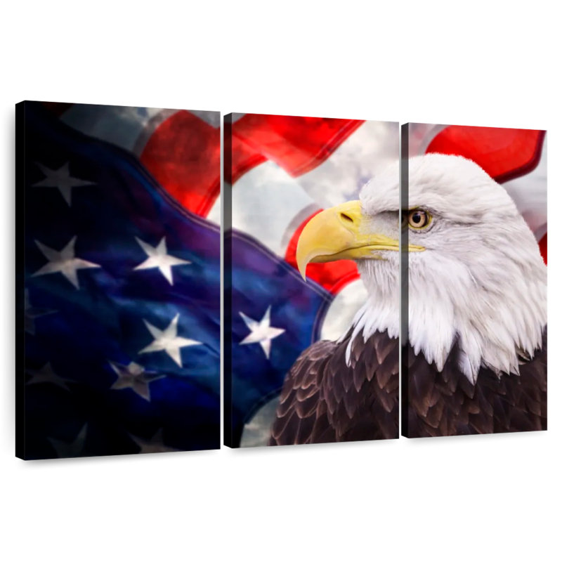 Brampt USA Flag And American Eagle, 42" H x 65" W