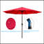 Parasol de patio extérieur 10 pi (3 m) sans rabat, 8 pièces, avec inclinaison, avec manivelle, sans base, rouge, taille de poteau 38 mm (1,49 pouce)