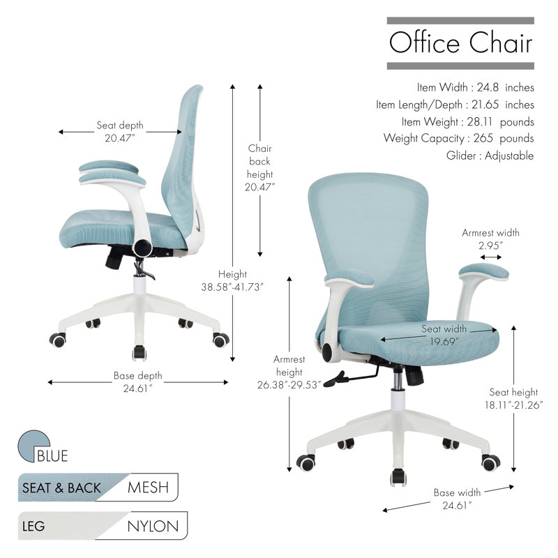 Chaise de travail en filet Pranav Dario, Bleu