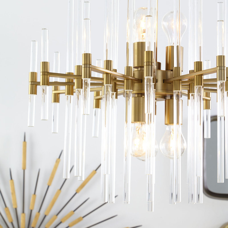 Quebec 6 - Light Geometric Chandelier, 24.75" H x 22.75" W x 22.75" D