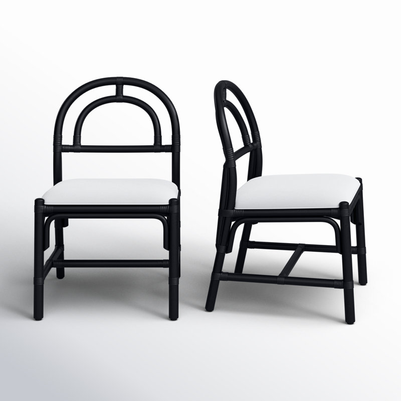Kaelyn Arched Rattan Dining Chair, Black