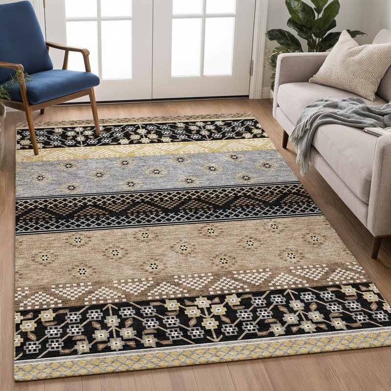 Tapis intérieur / extérieur lavable à la machine Chantille ACN2662, Noir, 8 pi x 10 pi