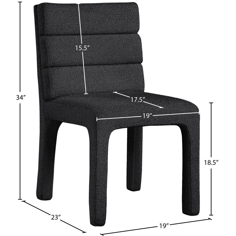 Kai Tufted Side Chair, Black Boucle Fabric
