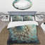 Ensemble de housse de couette en microfibre / polyester bleu et blanc Dahlia Flowers IV-1427705867