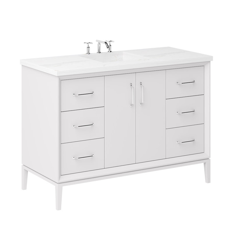 Alexandra Single Extra Wide Bath Vanity, Strong White, Polished Chrome, 54"