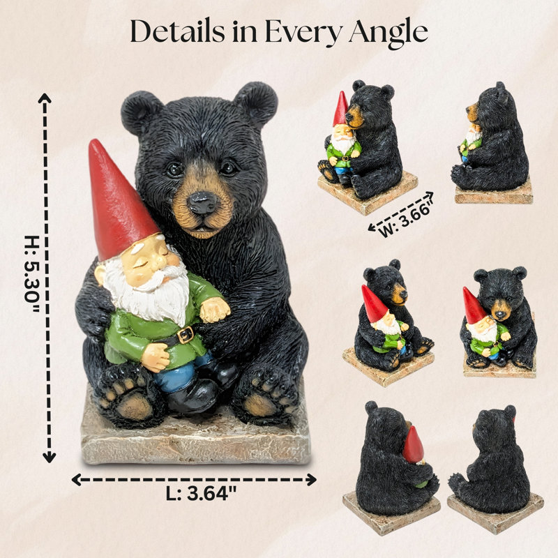Décoration de jardin en résine rustique ours et gnome