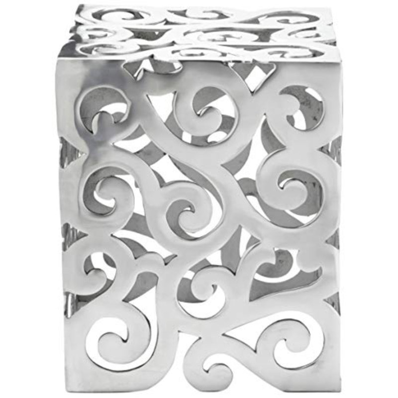 Silver Aluminum Square End Table