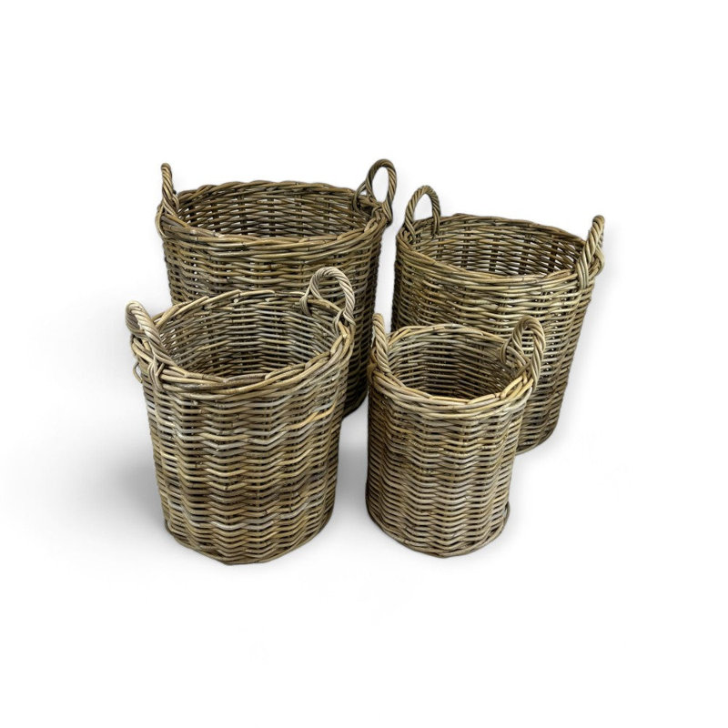 Grand panier rond en rotin, 13 po x 11 po x 11 po