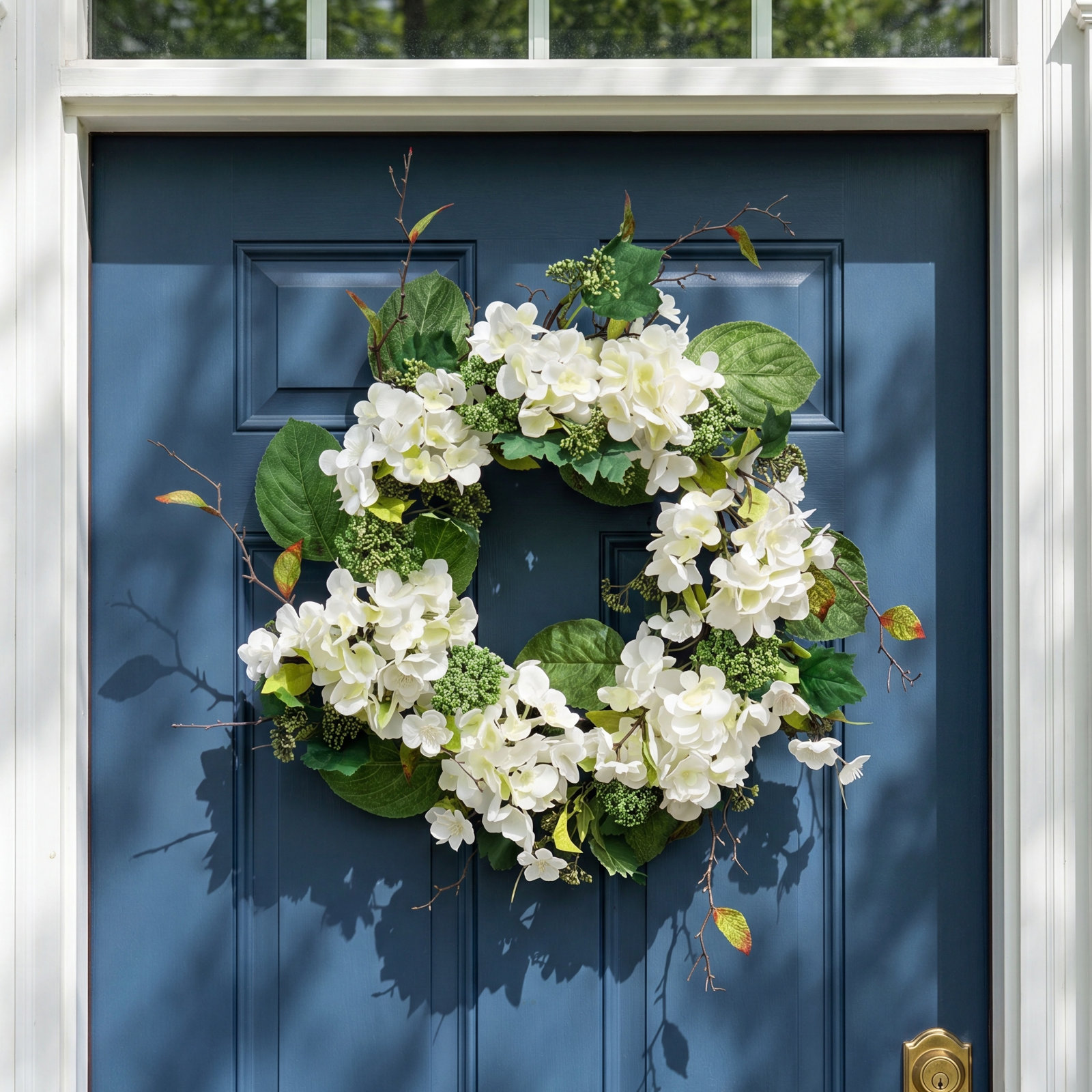 24" Garden Hydrangea Wreath, White