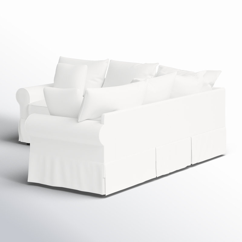 Friedman Upholstered L-Shaped Sectional Symmetrical, Classic Bleach White Twill