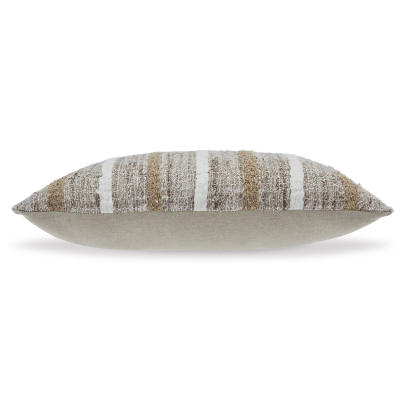 Rectangular Brown Cotton Linen Lumbar Accent Pillow