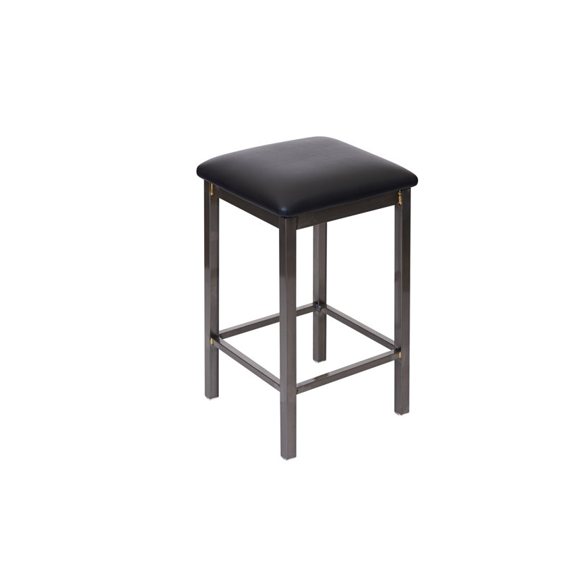 Upholstered Counter Stool with Metal Frame, Black