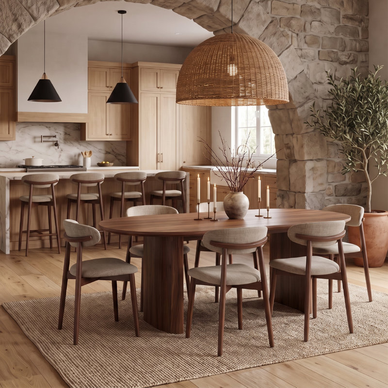 Ensemble de 10 chaises de salle à manger et tabourets de bar COLAMY NOYA, Camel, 6 Dining Chairs+4 Bar Stools