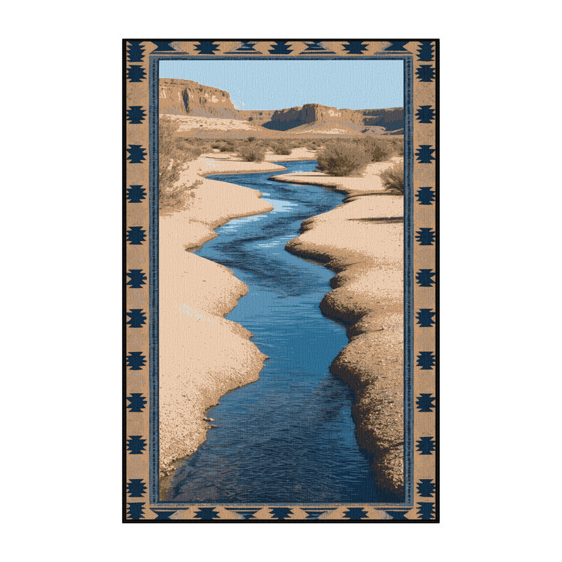  Tapis lavable Arroyo Stream Southwestern, Rectangle 5 pi x 7 pi