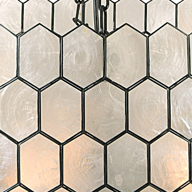 Carlisle 2-Tier Capiz Honeycomb Chandelier, Black