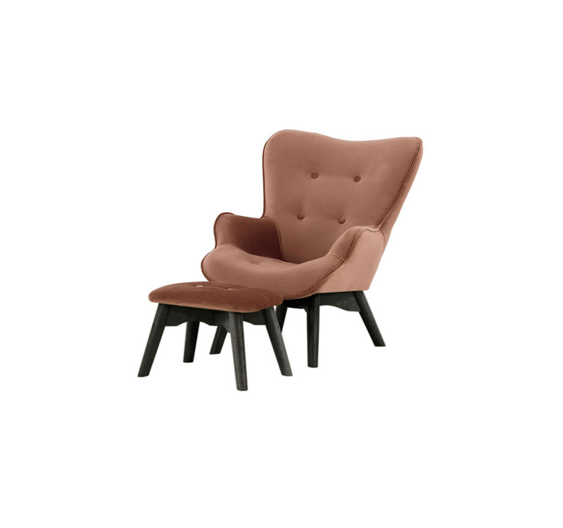 Batson Children's Armchair With Footstool, Pink/Black