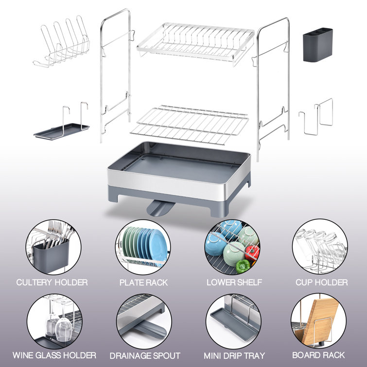 Kingrack Dish Drying Rack,2-Tier Dish Rack and Drainboard Set with Ute –  Kingrack Home