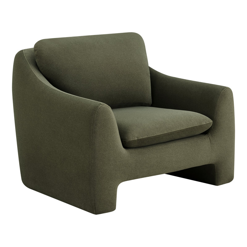 Fauteuil moderne rembourré Elodie, Velours forêt Vesper