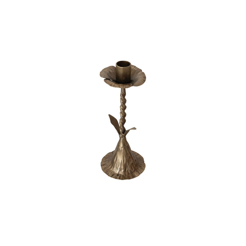 Hand-Forged Metal Flower-Shaped Taper Candle Holder