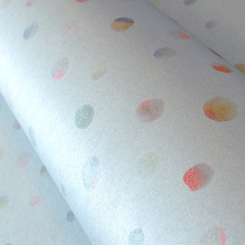 Great Kids Smooth Glitter Watercolor Dots 33' L x 21" W Wallpaper Roll, Light Blue