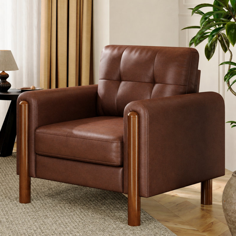 Fauteuil 35 po Mid-Century, Brown