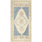 One-of-a-Kind Hand-Knotted 1960s Oushak Yastic - 1'11" x 3'8"