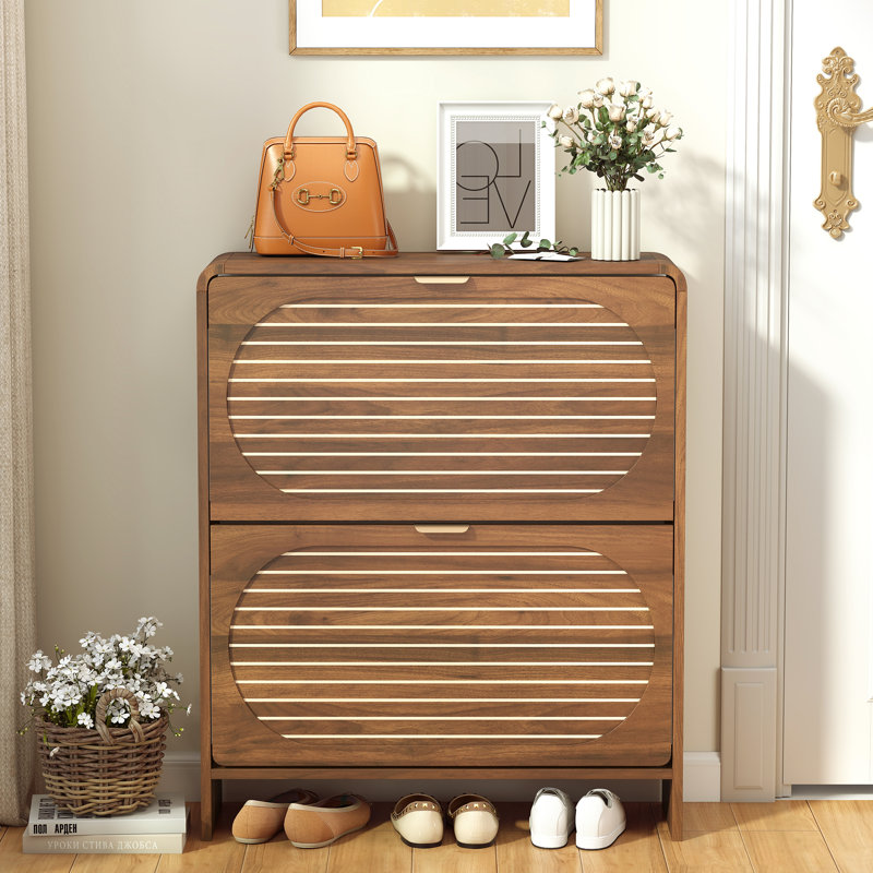 16 Pair Shoe Storage Cabinet, Walnut